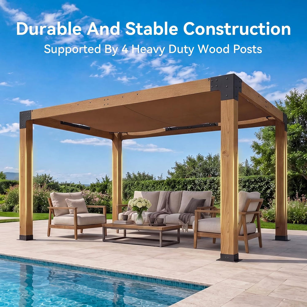 Aoxun 10 x 12 Cedar Wood Pergola Outdoor Solid Wooden Pergola Kit