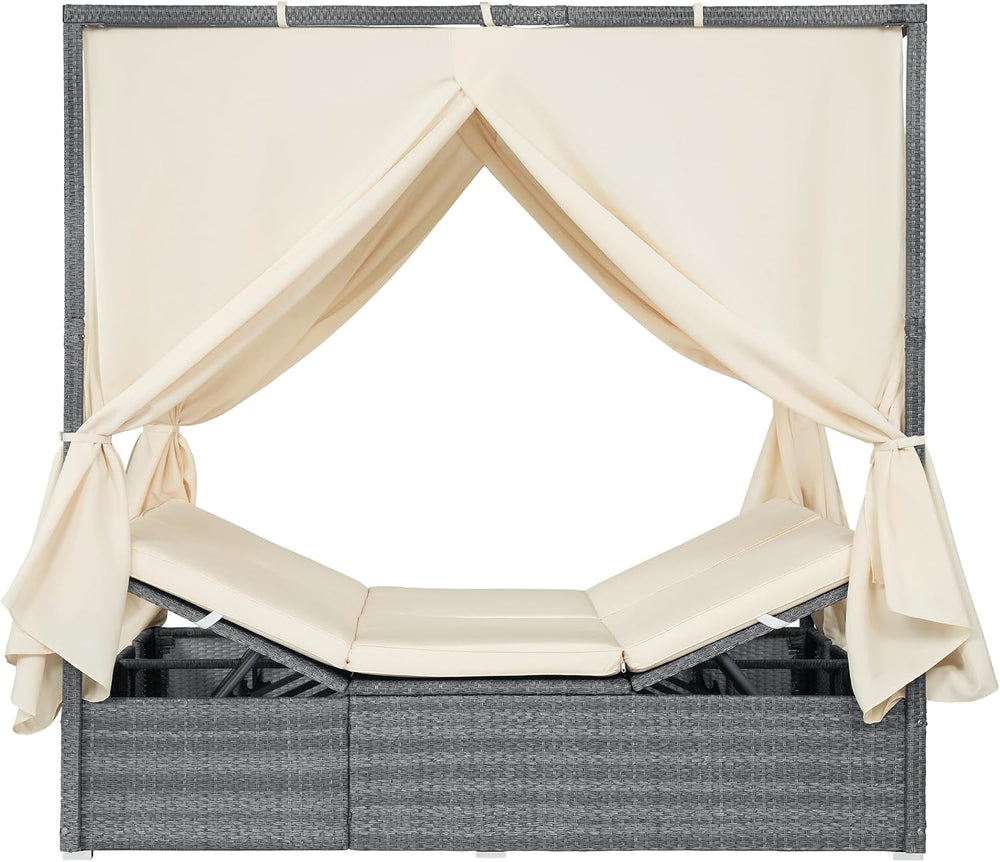 Harper & Bright Designs Adjustable Outdoor Sun Lounger with Canopy,Multi-...
