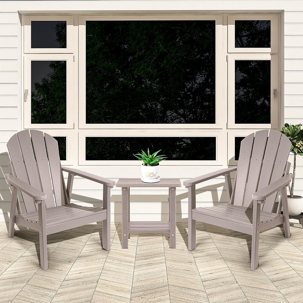 NAVINE Adirondack Chair Set of 2, HDPE All Weather Adirondack Chairs, Fire Pi...