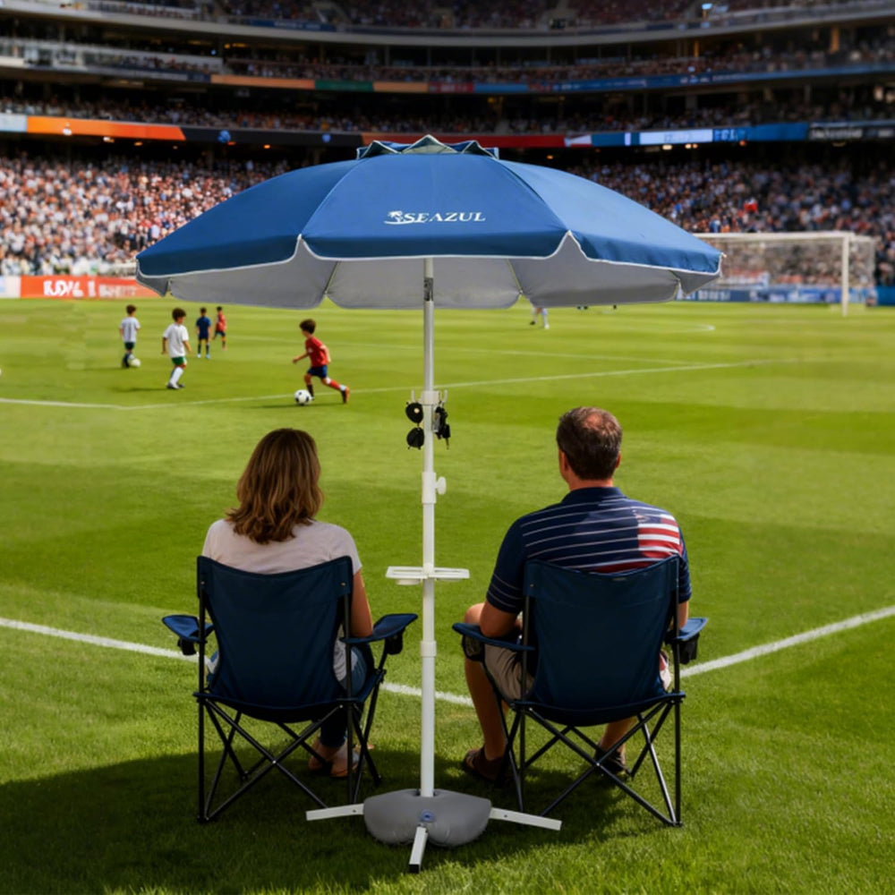 Seazul 6.5ft Sun Shade Umbrella, Portable Umbrella with Stand for Sports