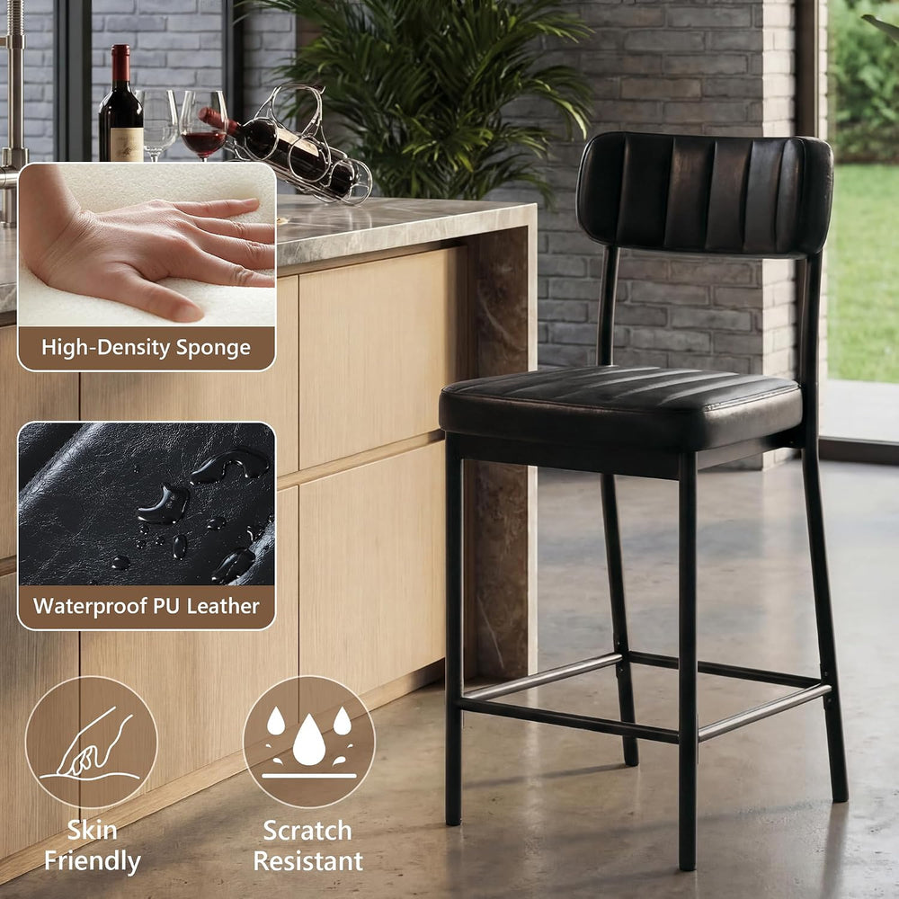 Einhomn Bar Stools Set of 2, 26'' Tall Counter Height Bar Stools, Uph...