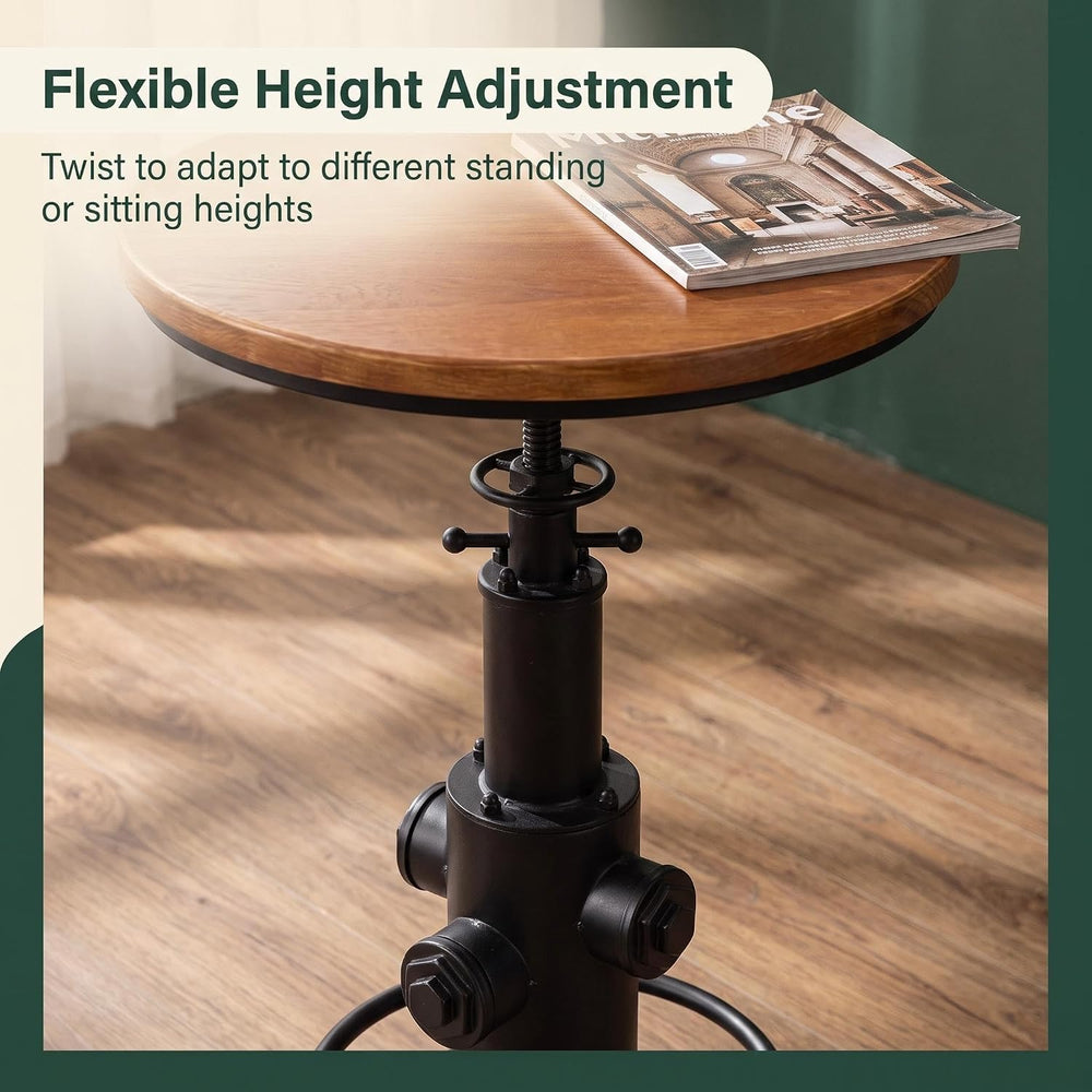 Vintage Bistro Table Height Adjustable 38.6-44.4inch Industrial Bar Table for...