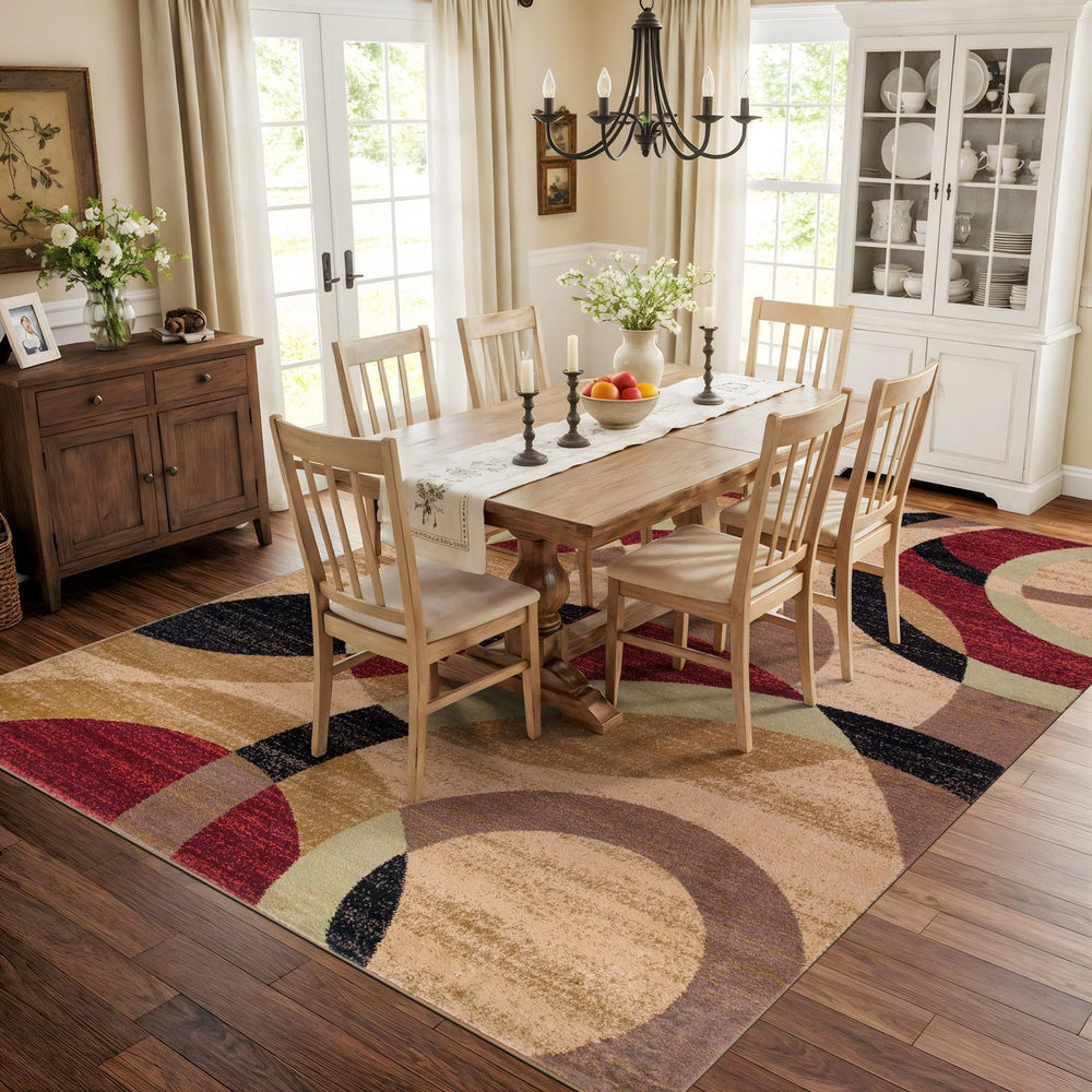 Rugshop Abstract Circles Contemporary High Traffic Area Rug Multi 9' x 12...