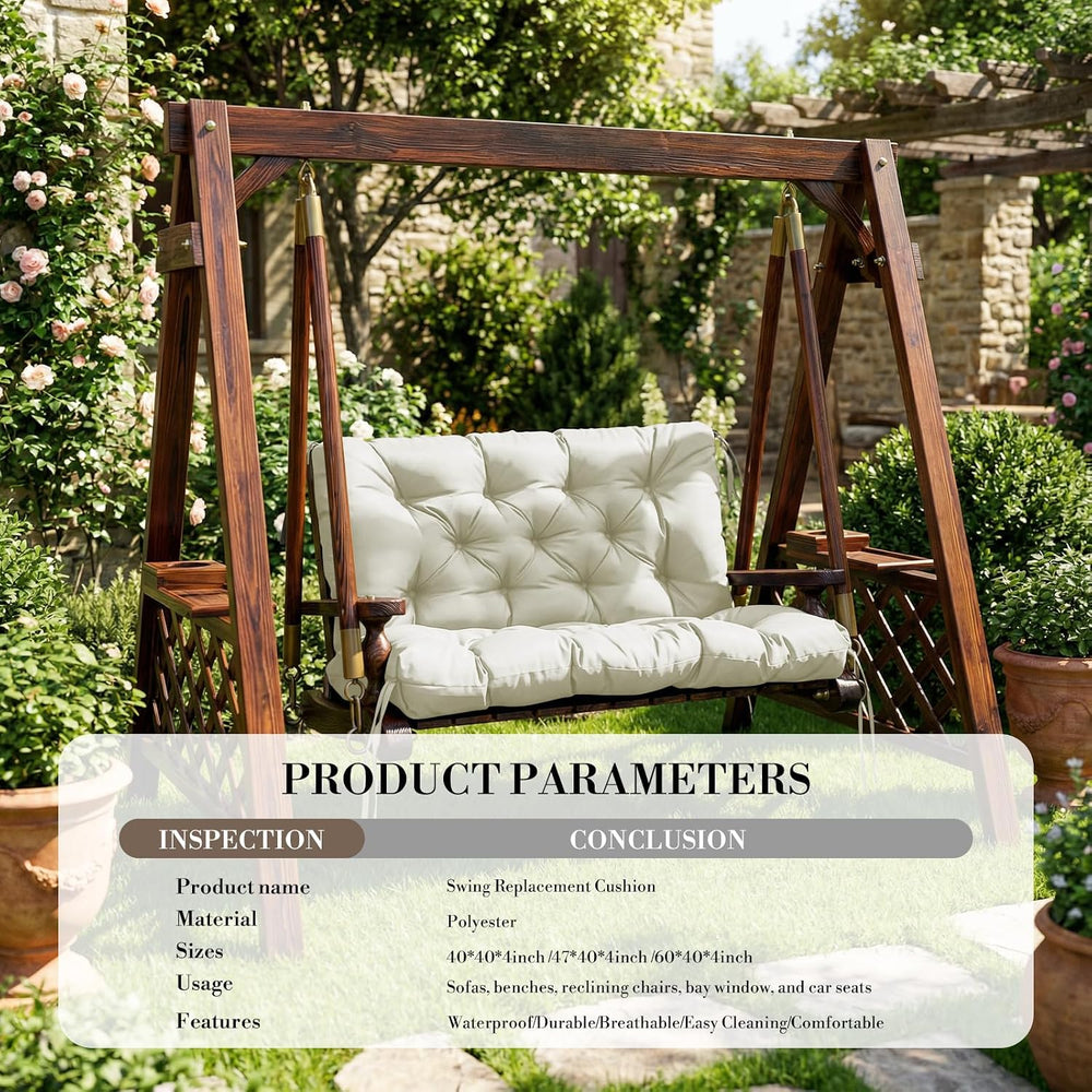 Outdoor/Indoor Swing Replacement Cushion, 2 or 3 Seats Bench Cushions with Ba...