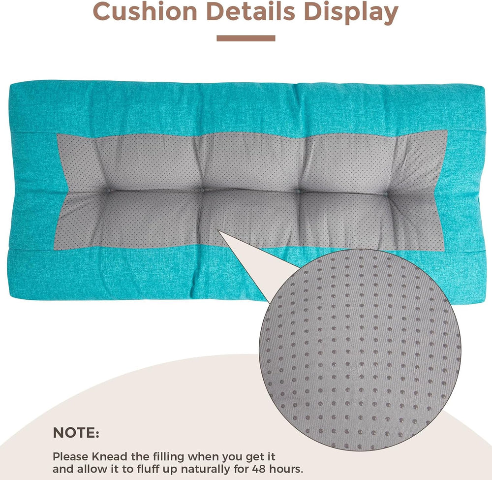 FUNHOME Outdoor Bench Cushion 45x18Inch, Long Seat Pads-Aqua Blue