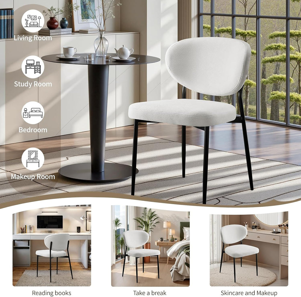 STOOLINK White Chenille Dining Chairs, Upholstered Kitchen Chairs Set of 6