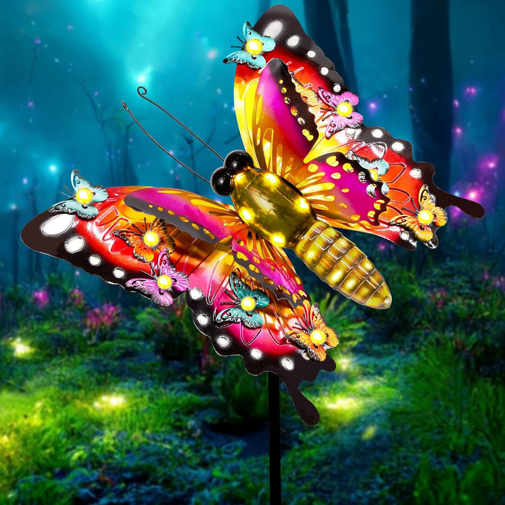 Solar Butterfly Lights Outdoor, Large 41" Metal Garden Decor Outdoor Lights