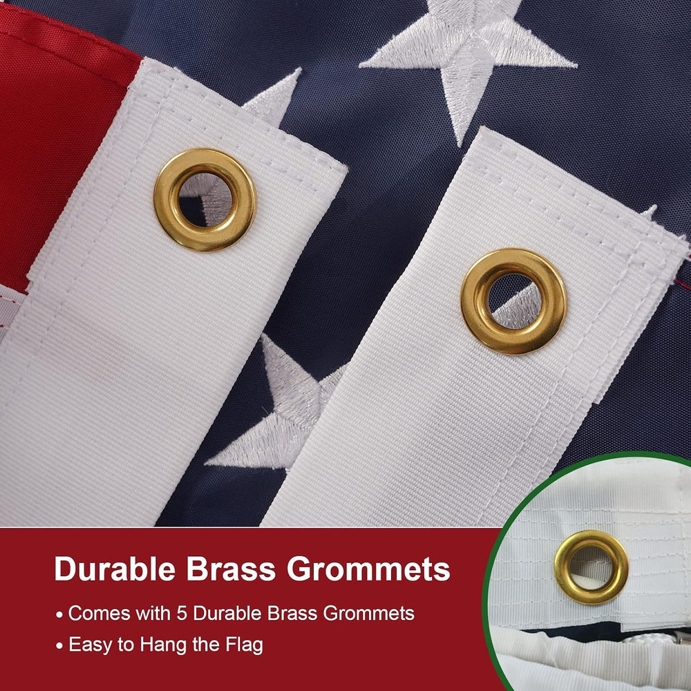 SYII American Flag 20x30 Ft Outdoor, Luxury Embroidered Stars and Roped Headi...