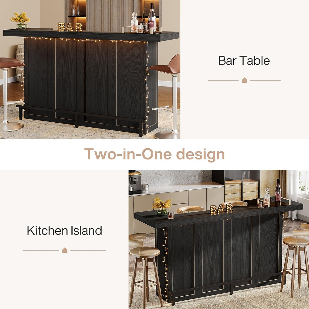 Tribesigns 4-Tier Bar Table, 70.9-Inch Large Home Bar Unit, Black