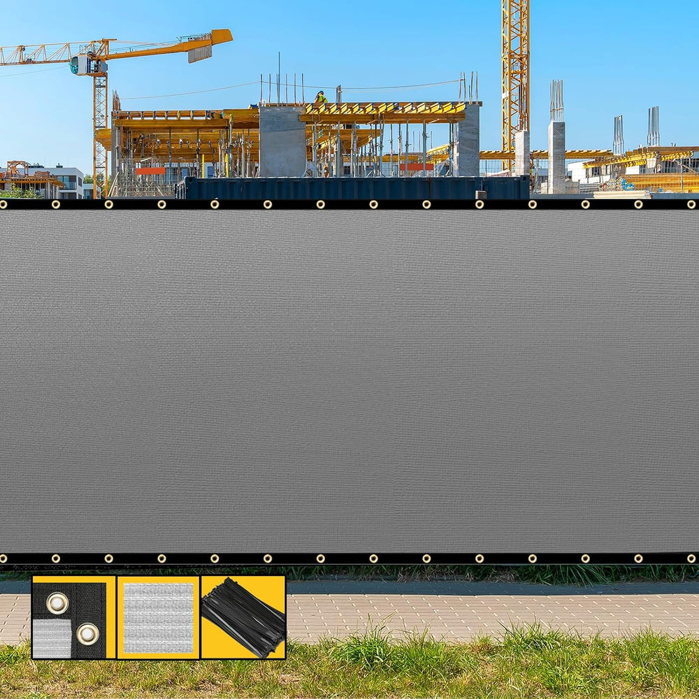 Customized 6' x 10' Gray Fence Privacy Screen,with Bindings & Gro...