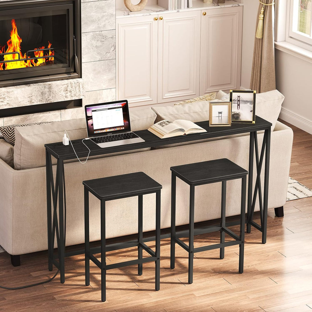 MAHANCRIS Bar Stools, Set of 2 Bar Chairs with Footrest, 2-Piece Dining Stool...