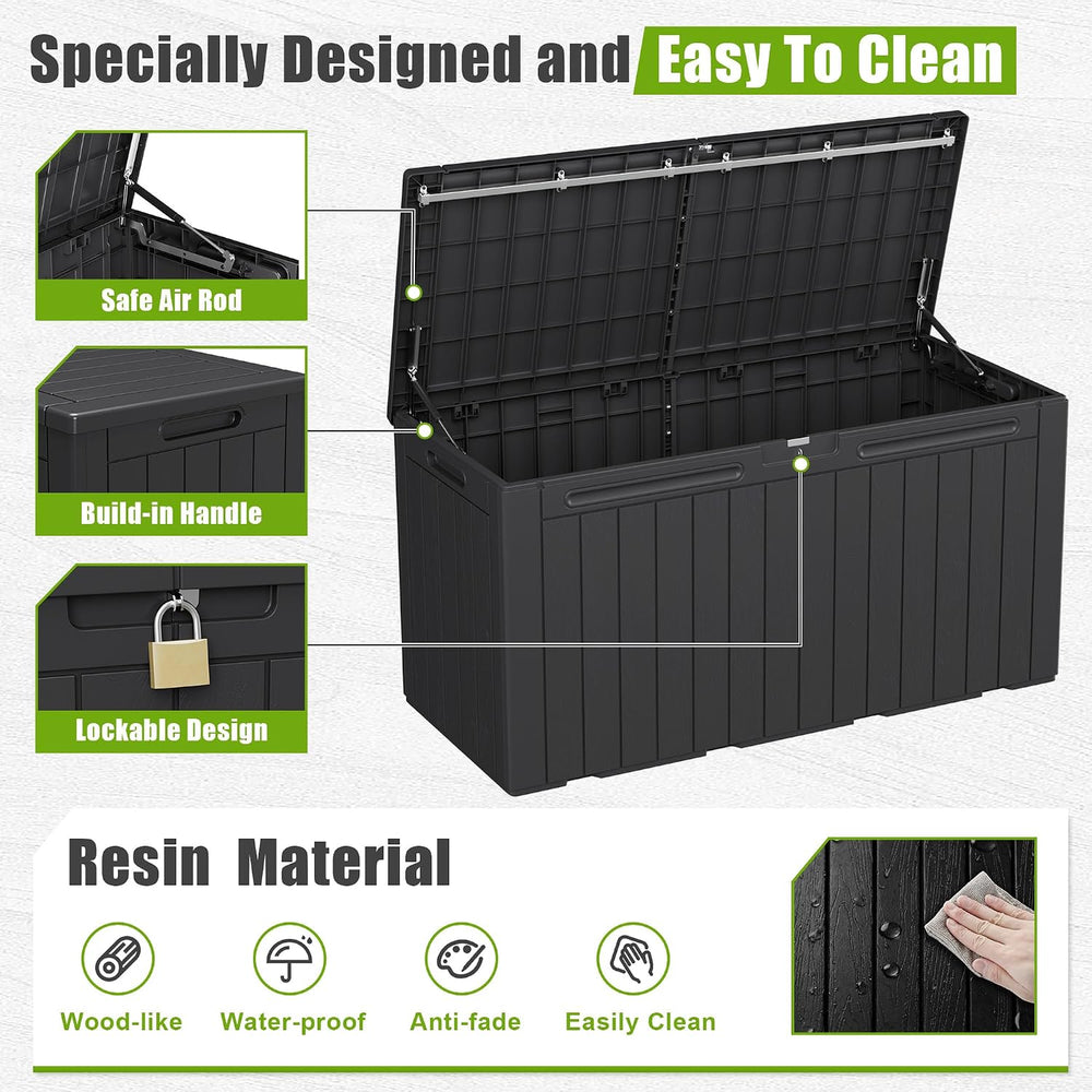 Flamaker Resin Deck Box 100 Gallon Large Outdoor Storage Box Waterproof