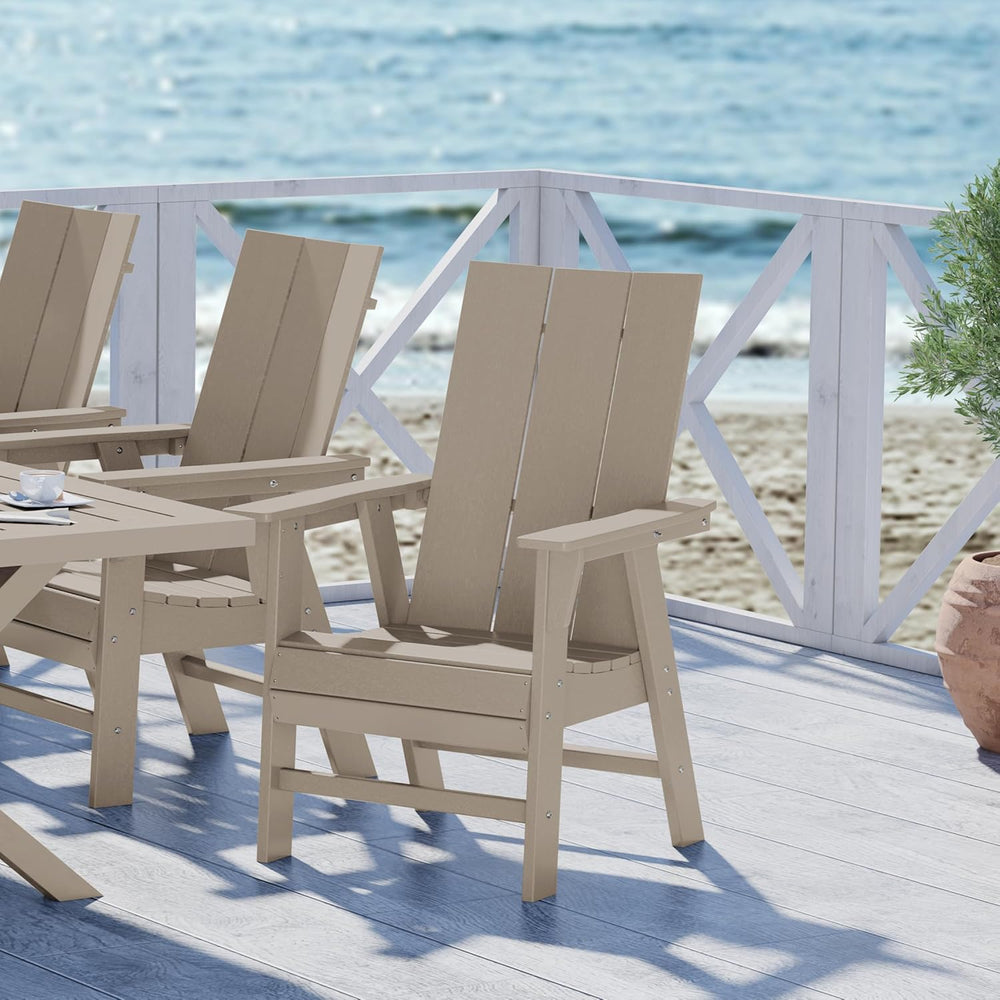 WestinTrends Ashore Outdoor Patio HDPE Plastic Modern Adirondack Dining Chair...