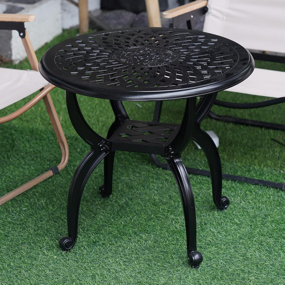 YKSY&YKSY Jardin DE Centennial Cast Aluminum Side/End Table, Anti-Rust Co...