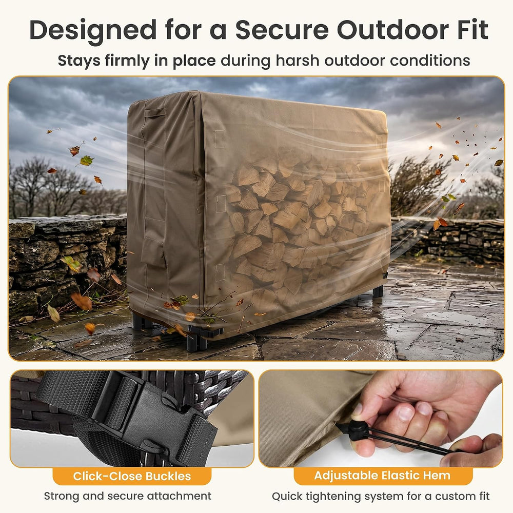 Firewood Log Rack Cover 8 foot - Heavy Duty - Brown (Brown, 4 Feet)
