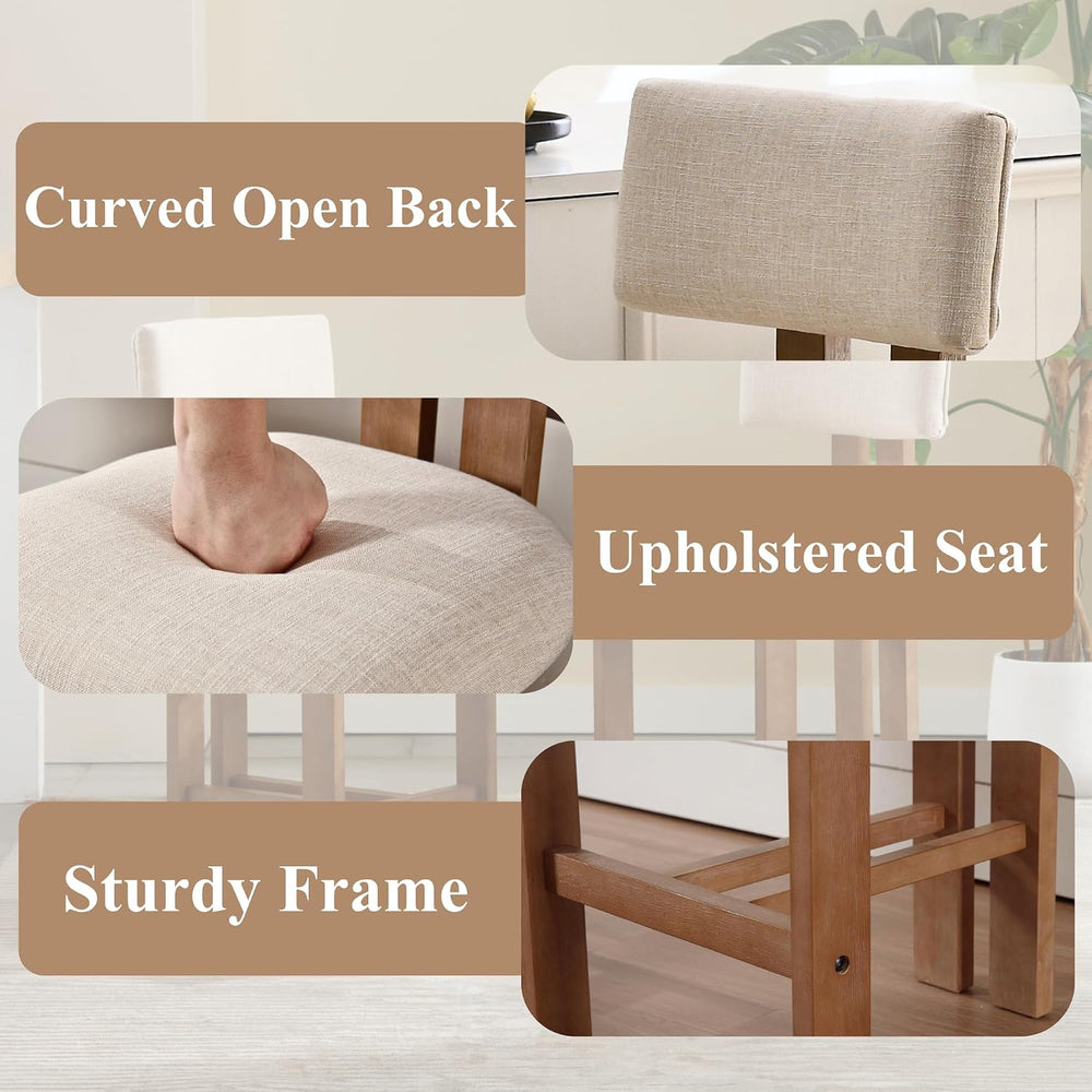 chairus Farmhouse Bar Stools Set of 4 Modern 26” Counter Height Bar Stools wi...