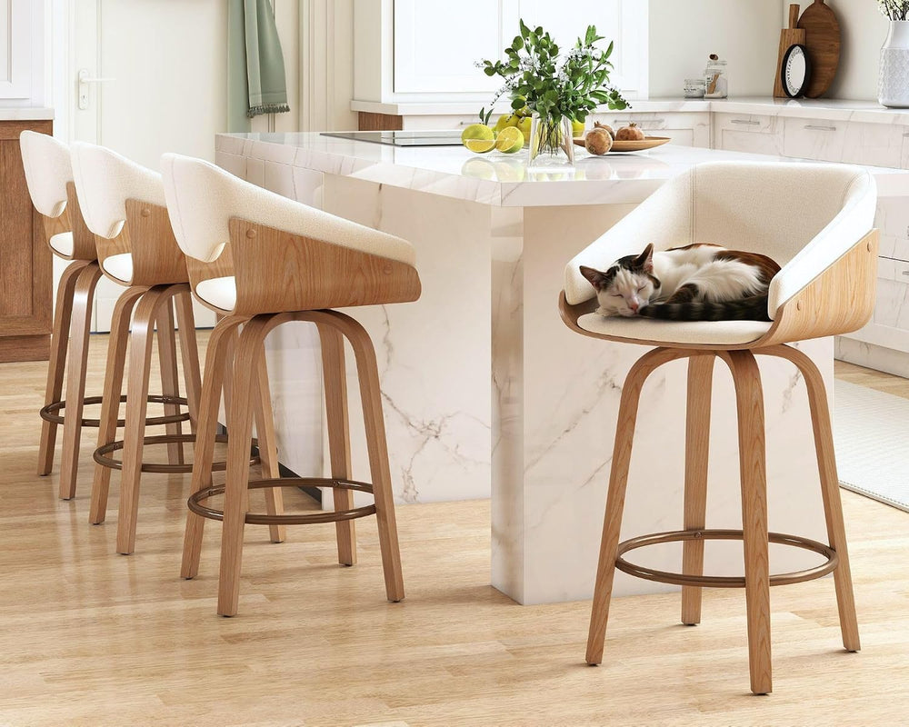 26'' Modern Barrel Swivel Counter Stools Counter Height Swivel Bar St...
