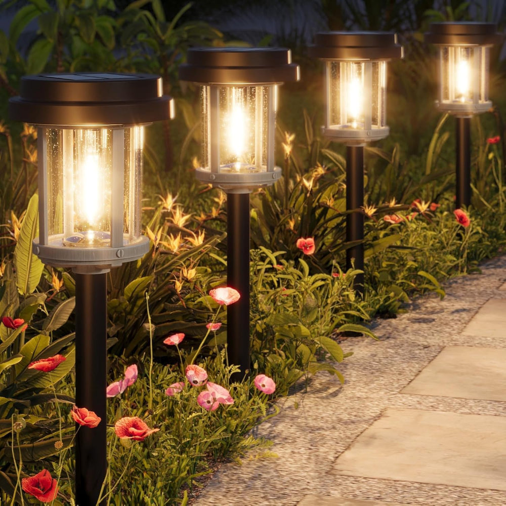 XMCOSY+ 6 Pack Solar Pathway Lights Outdoor, 20 LM Solar Lights for Garden