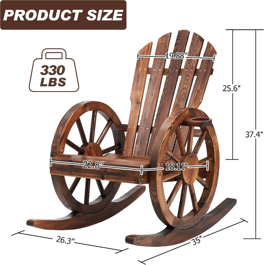 Spurgehom Outdoor Wood Rocking Chair for Porch Lawn Garden Balcony Poolside