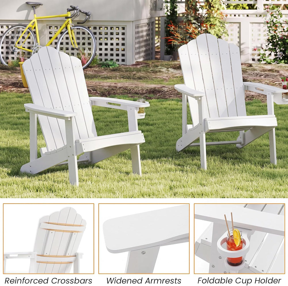 Tangkula Adirondack Chair Outdoor, Fade Resistant HDPE Armchairs with Cup Hol...