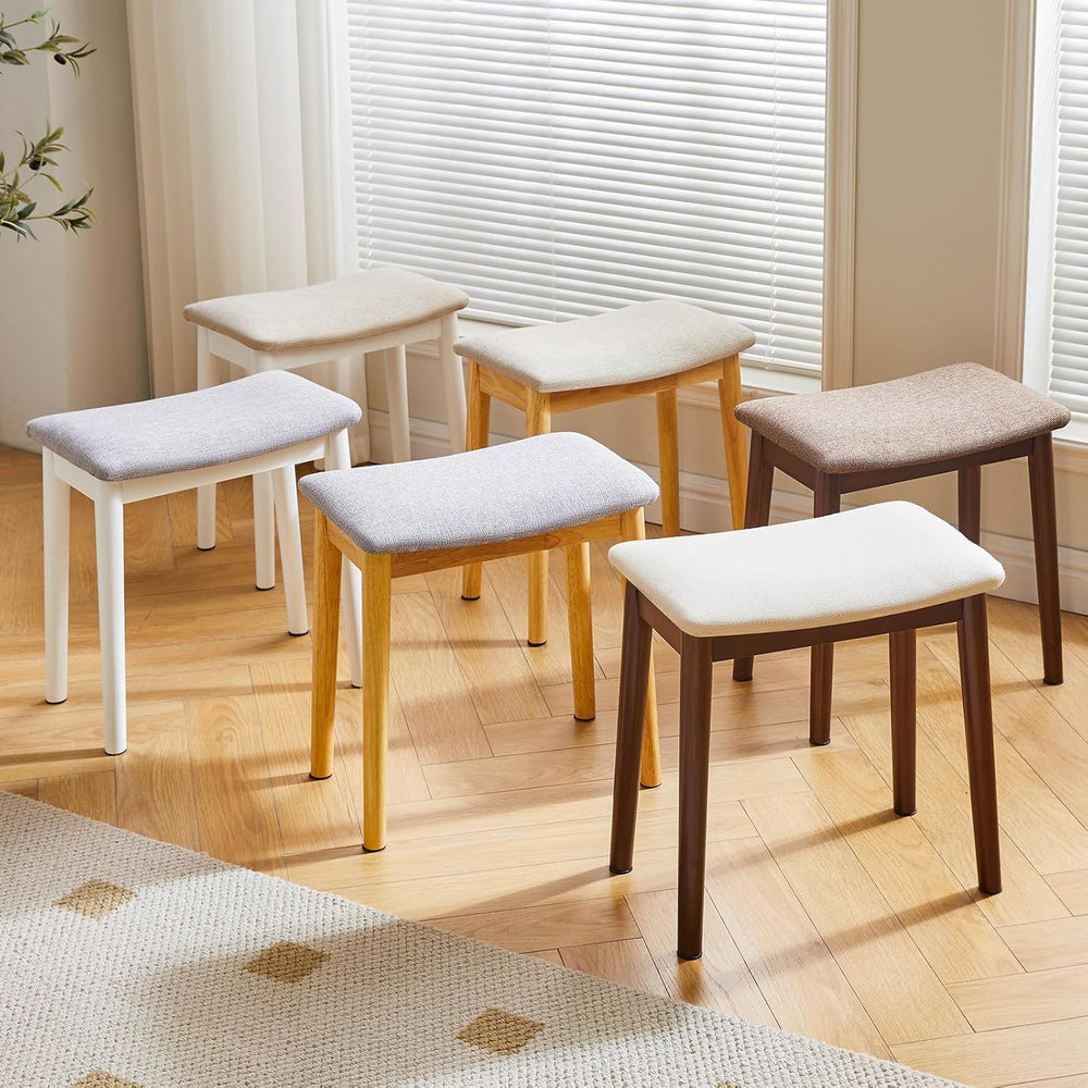 IBUYKE Saddle Cushion Vanity Stool Chair, Piano Bench, Light Gray WBD007NG