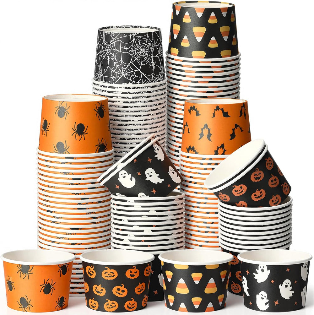 Zhehao 180 Pcs 8 oz Classic Halloween Snack Bowls Paper Bowls for Soup