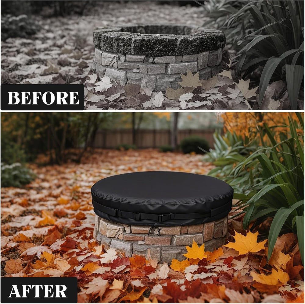51-74.8" Round Fire Pit Cover Heavy Duty 600D Oxford Waterproof Outdoor ...