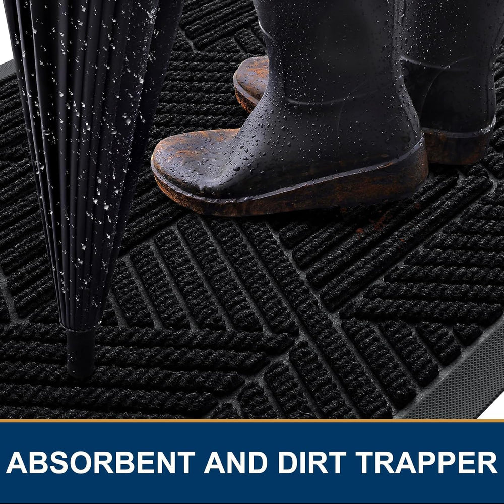 Smiry Front Door Mat Outside Entrance, Low Profile Rubber Doormat, 47x17