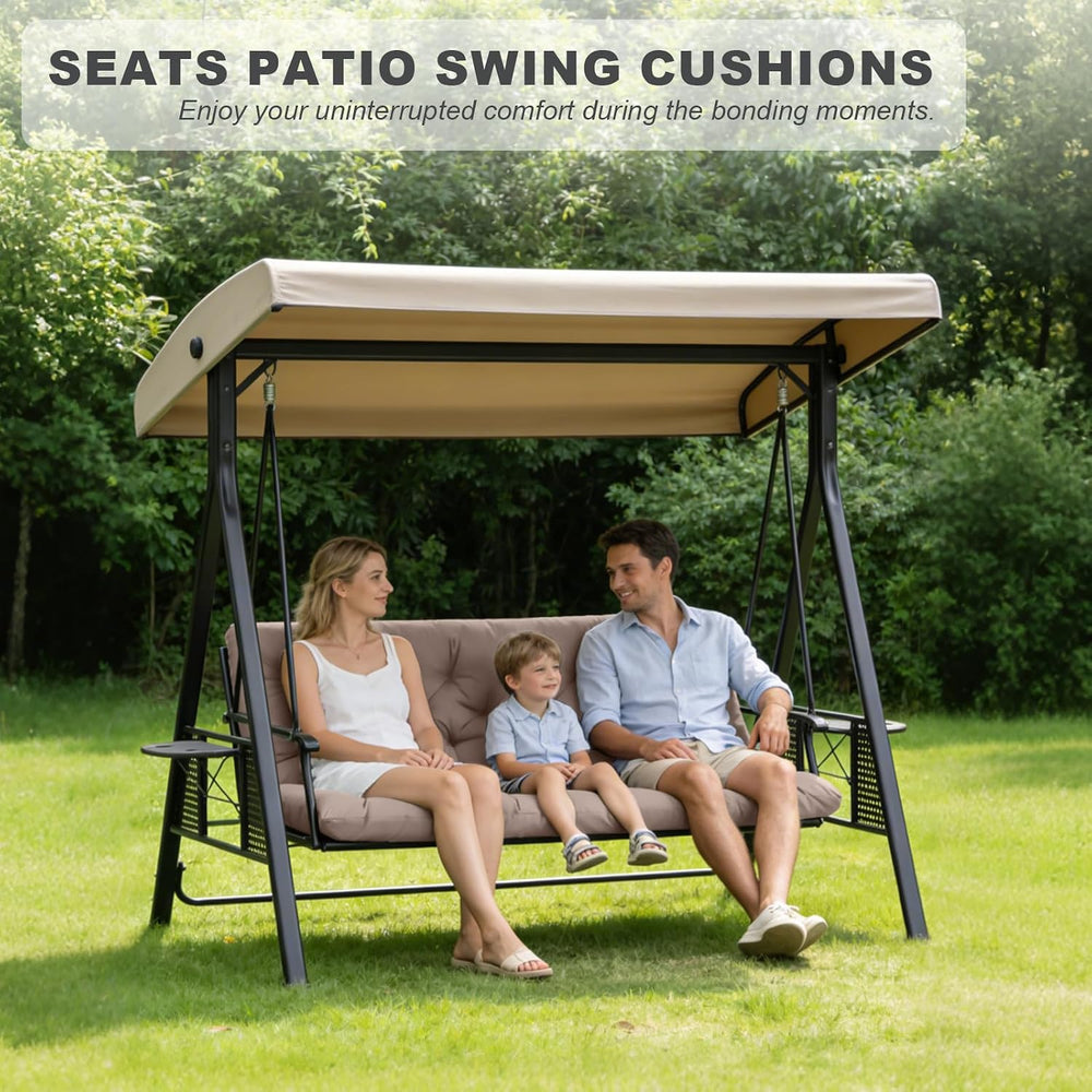 Porch Swing Cushions,Outdoor Cushions 3 Seater Replacement with Backrest, Wat...