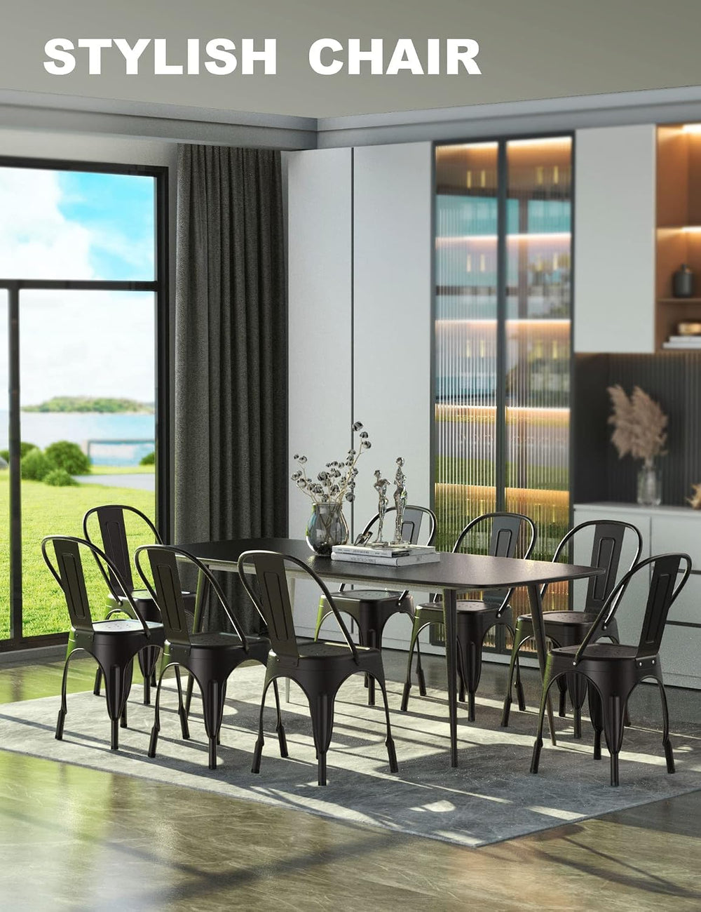 Nazhura Metal Dining Chair Farmhouse Tolix Style for Kitchen Dining Room Café...