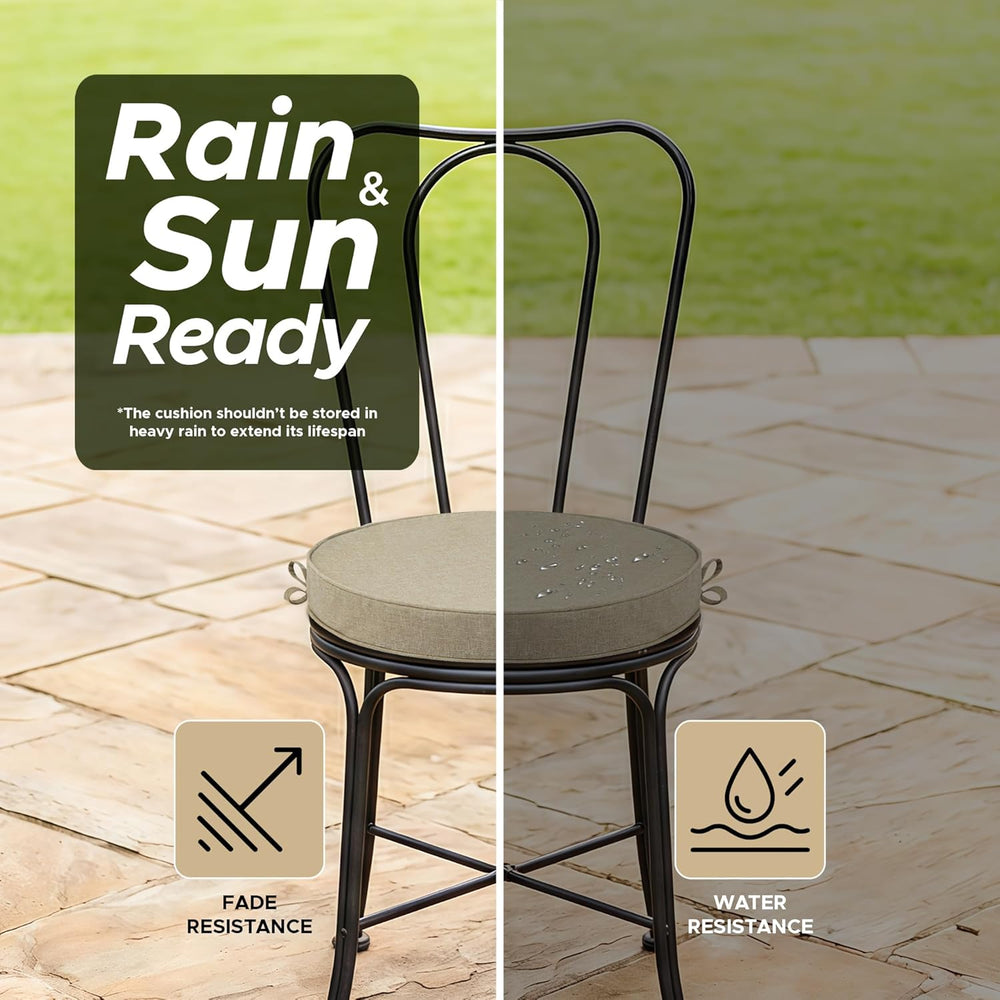 Outdoor Round Chair Cushions 15 Inch, Fade-Resistant & Water-Resistant, B...