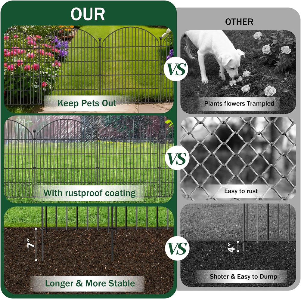 No Dig Garden Fence Panels, Dog Fence Outdoor for Yard, 12 Pack