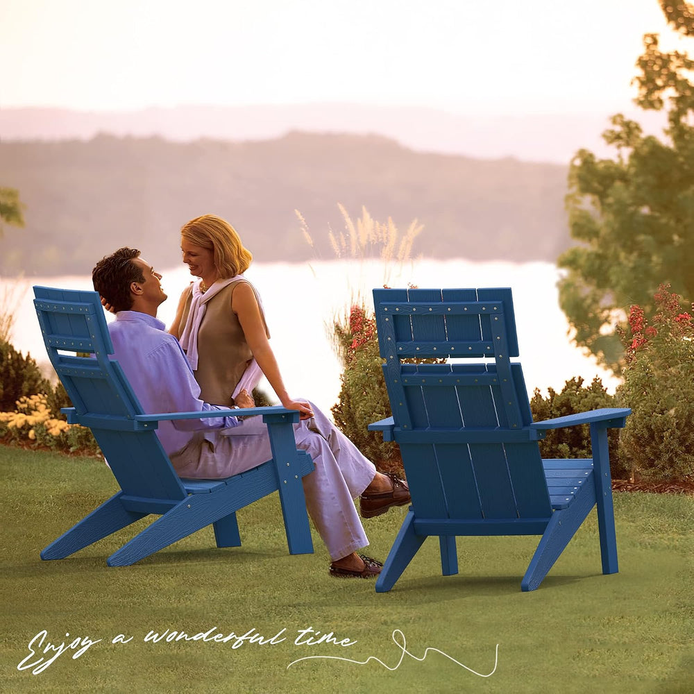 LUE BONA Modern Adirondack Chairs Set of 6, Navy Blue Plastic Adirondack Chai...