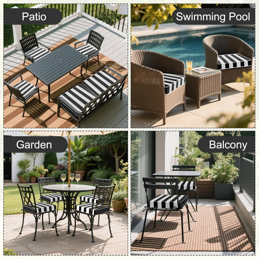 Leinuosen 4 Pcs Patio Chair Cushion Covers, 19" x 19" x 3",Bla...