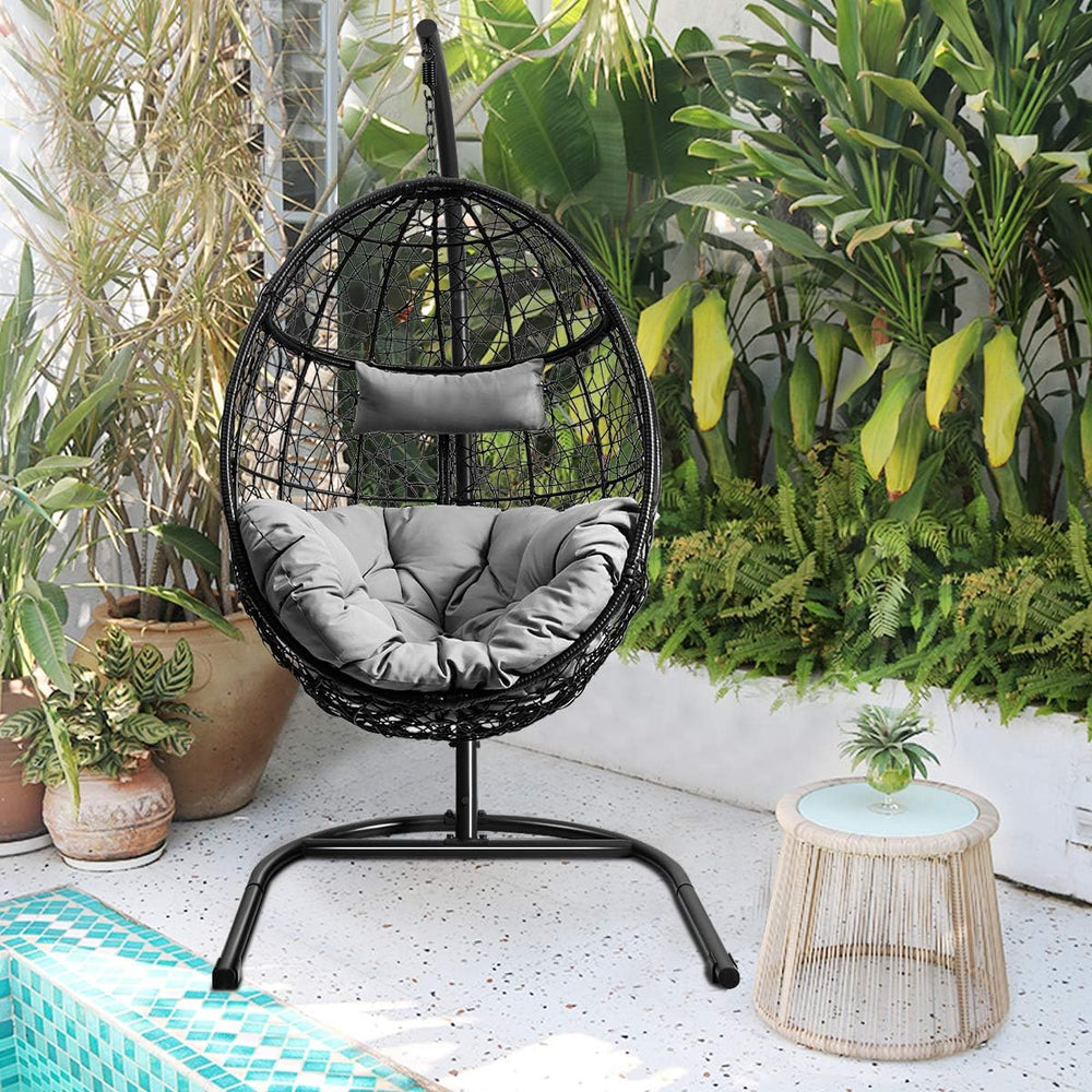 Giantex Hanging Egg Chair, 36.5-Width Oversized Swing Chair with C-Hammock St...