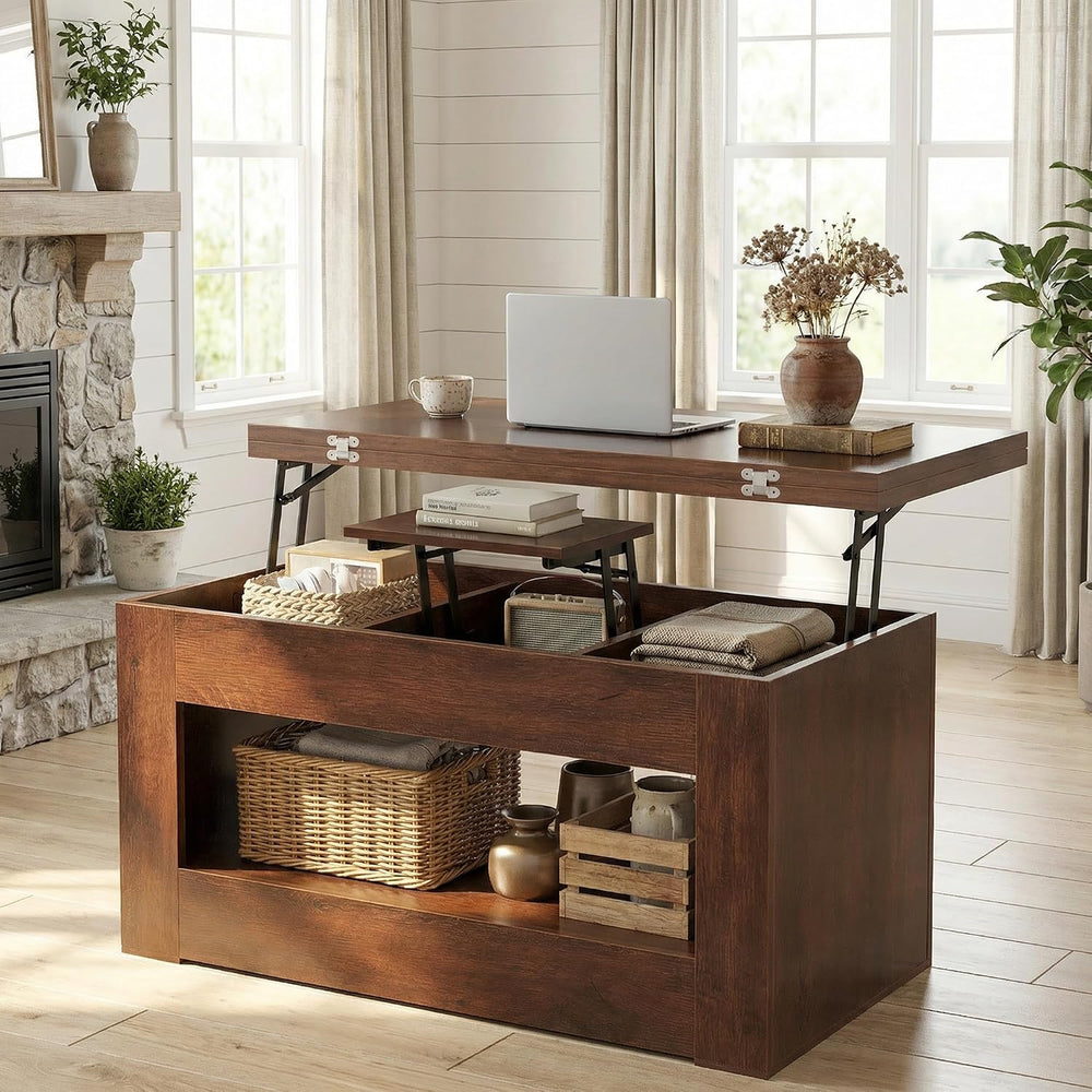 UNIQUITE 40" Lift Top Coffee Table, 4 in 1 Multi-Function Lift Coffee Ta...