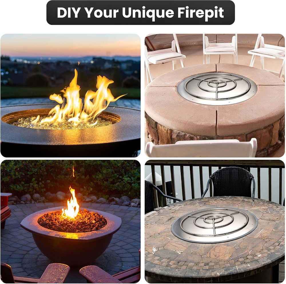 Stainless Steel Fire Pit Burner Pan Kit, NG, 36-Inch Burner Pan