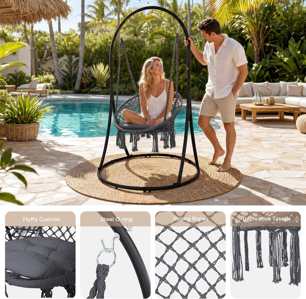 SUNCREAT Indoor Hammock Swing Chair with Stand, Hanging Chair Outdoor with St...
