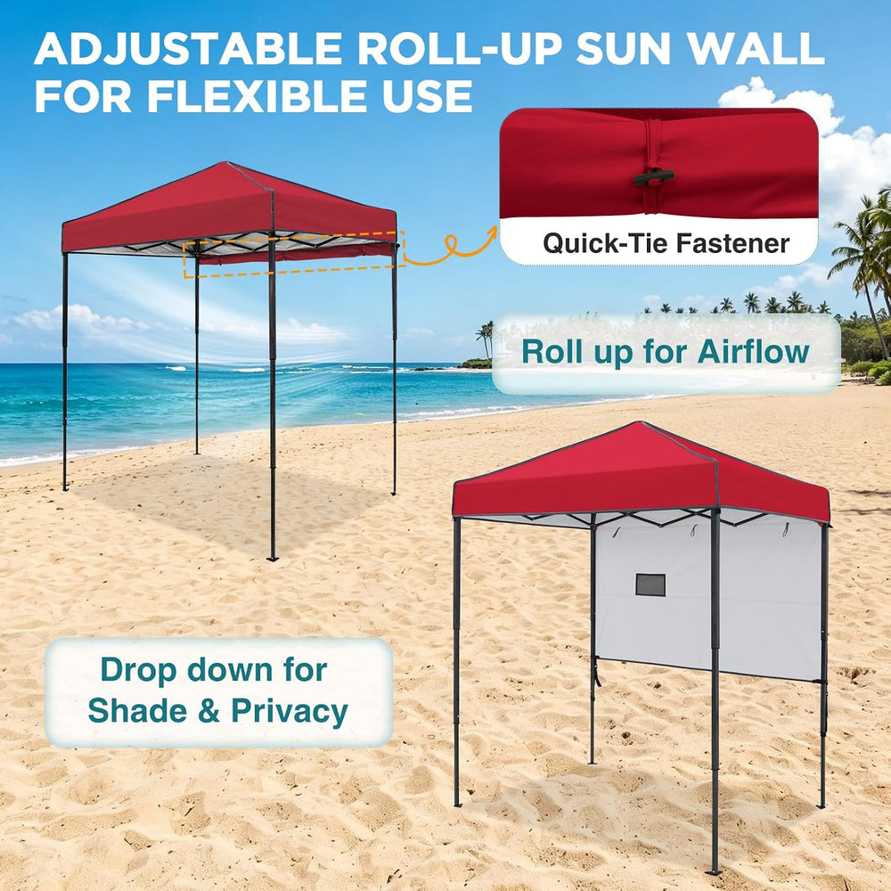EAGLE PEAK 6x4 Instant Pop Up Canopy Tent with 1 Half Wall, Red