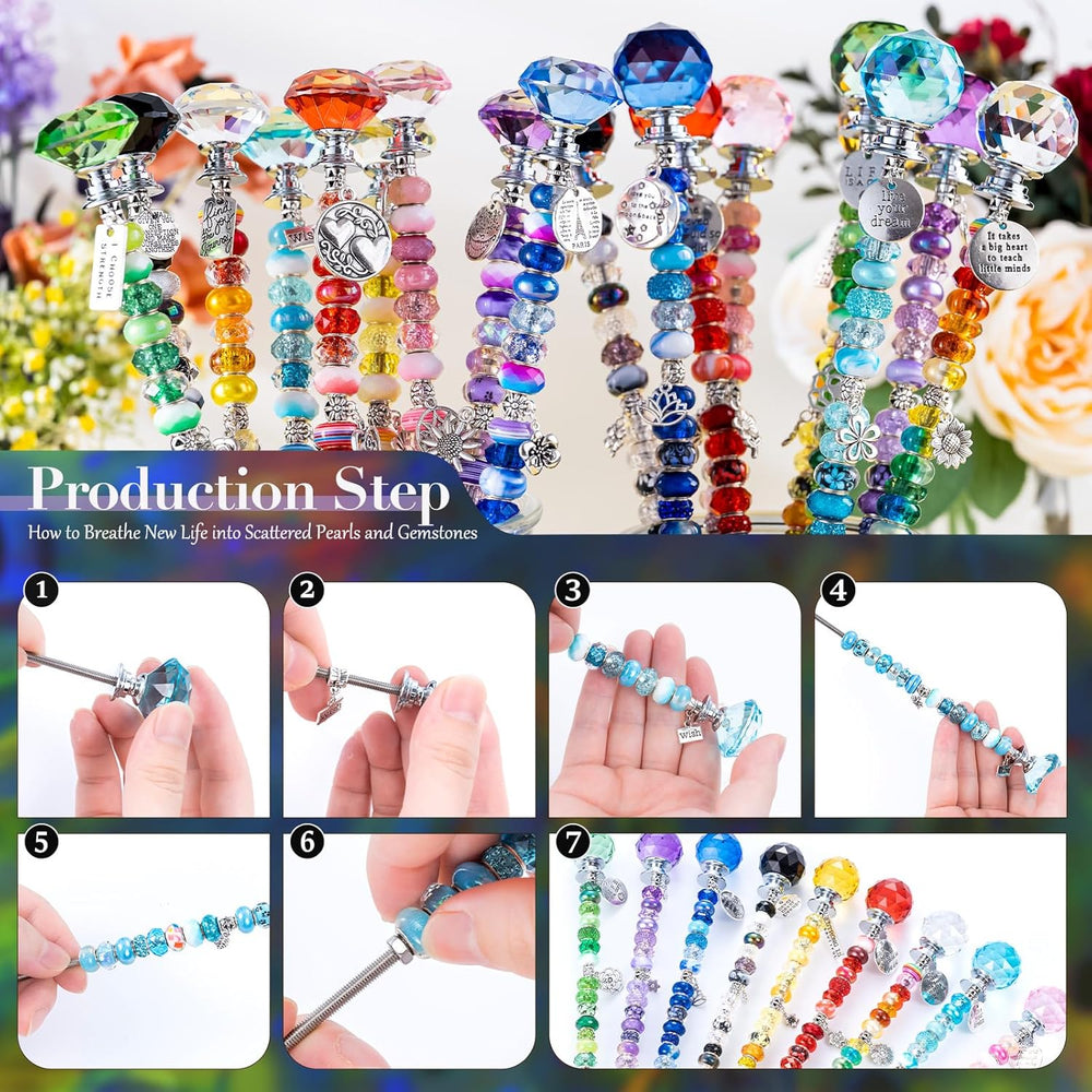 513Pcs DIY Beaded Garden Stakes, Fairy Wand Kit with 18 Threaded Rod