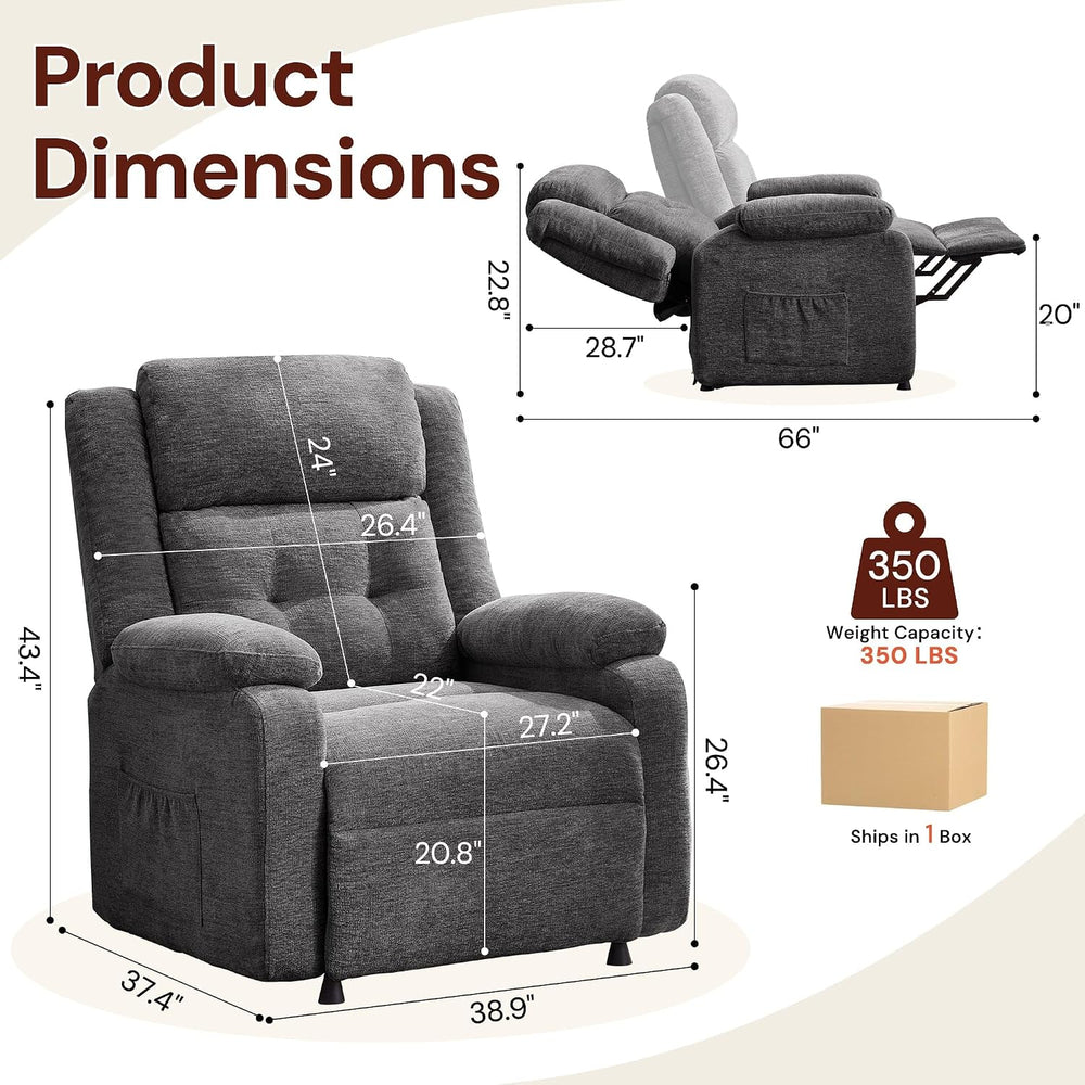 Korser Power Recliner Chair for Adults, Oversized Electric Recliner with Thic...