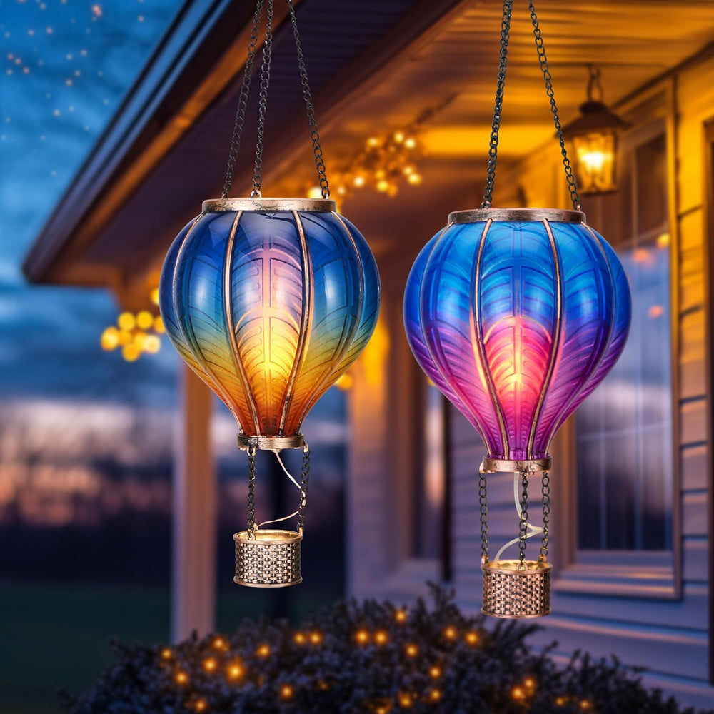 TERESA'S COLLECTIONS 2 Pack Hanging Solar Lantern Outdoor Garden Decor fo...