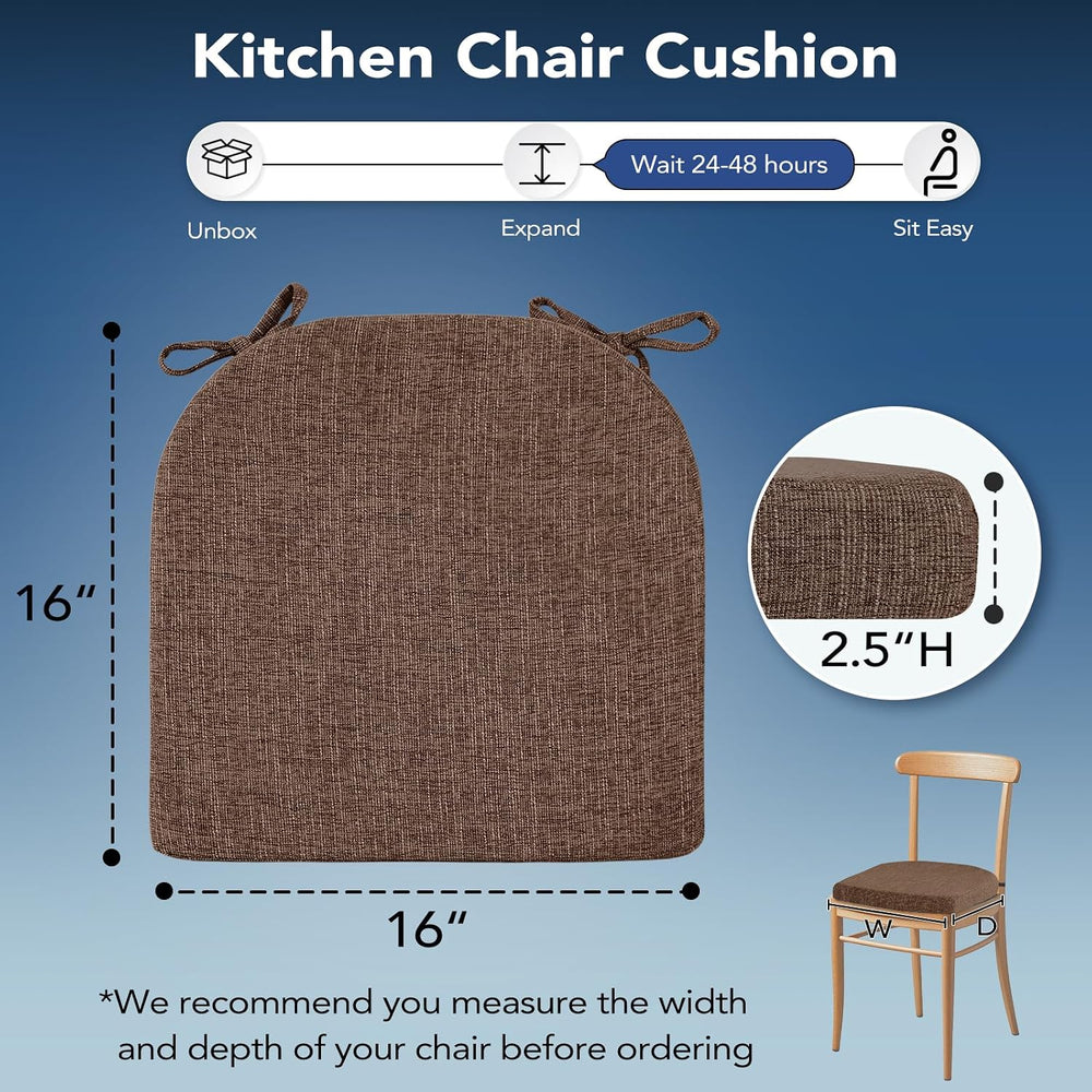 Chair Cushions for Dining Chairs, Non Slip Chair Pads with Ties and Washable ...