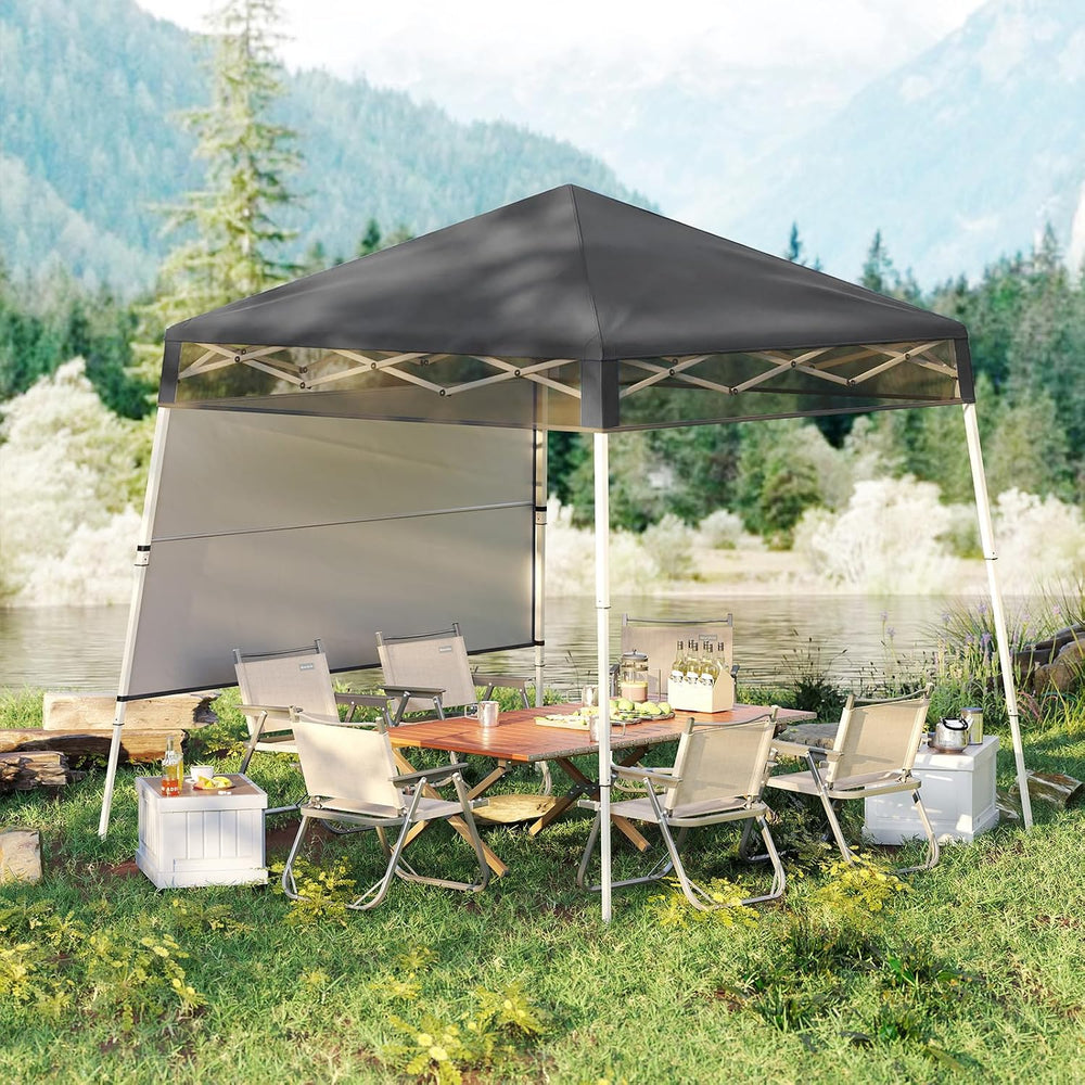 Tangkula 7x7 FT Pop Up Canopy with Center Lock & Sidewall, Gray