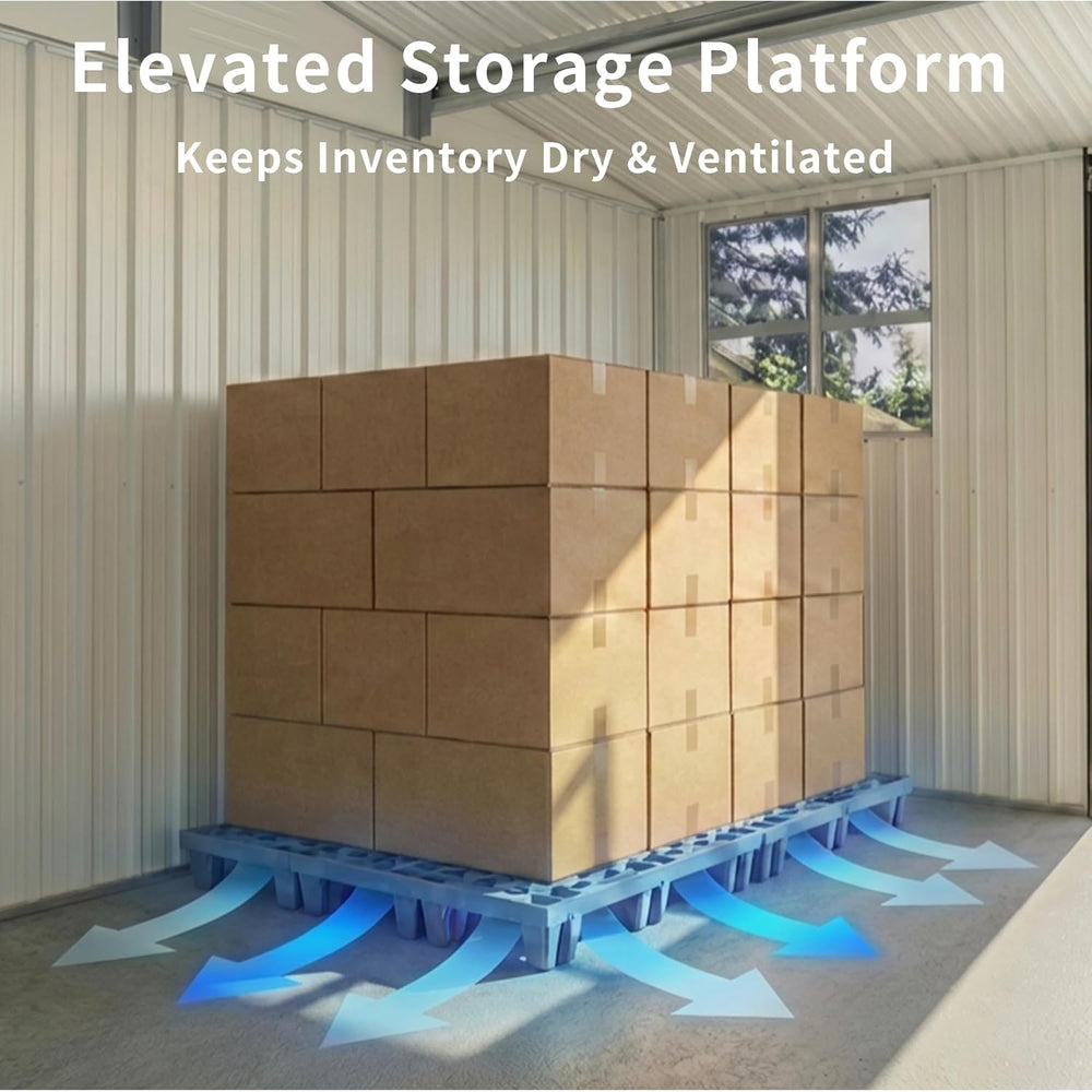 Heavy Duty Plastic Pallets, Grey Interlocking Storage Platforms with Breathab...