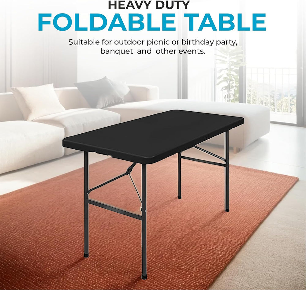 Simpli-Magic 4ft Portable Plastic Folding Table – Indoor & Outdoor Heavy-...