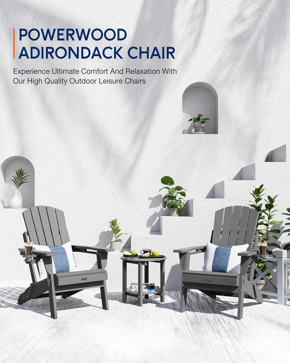 Adirondack Chair with Cup Holder: Folding Adirondack Chairs Plastic HDPE Mate...