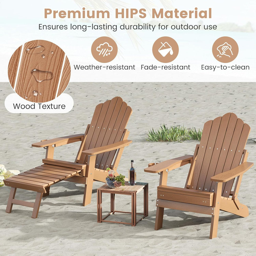ORALNER Set of 4 Folding Adirondack Chairs with Adjustable Backrest, Retracta...