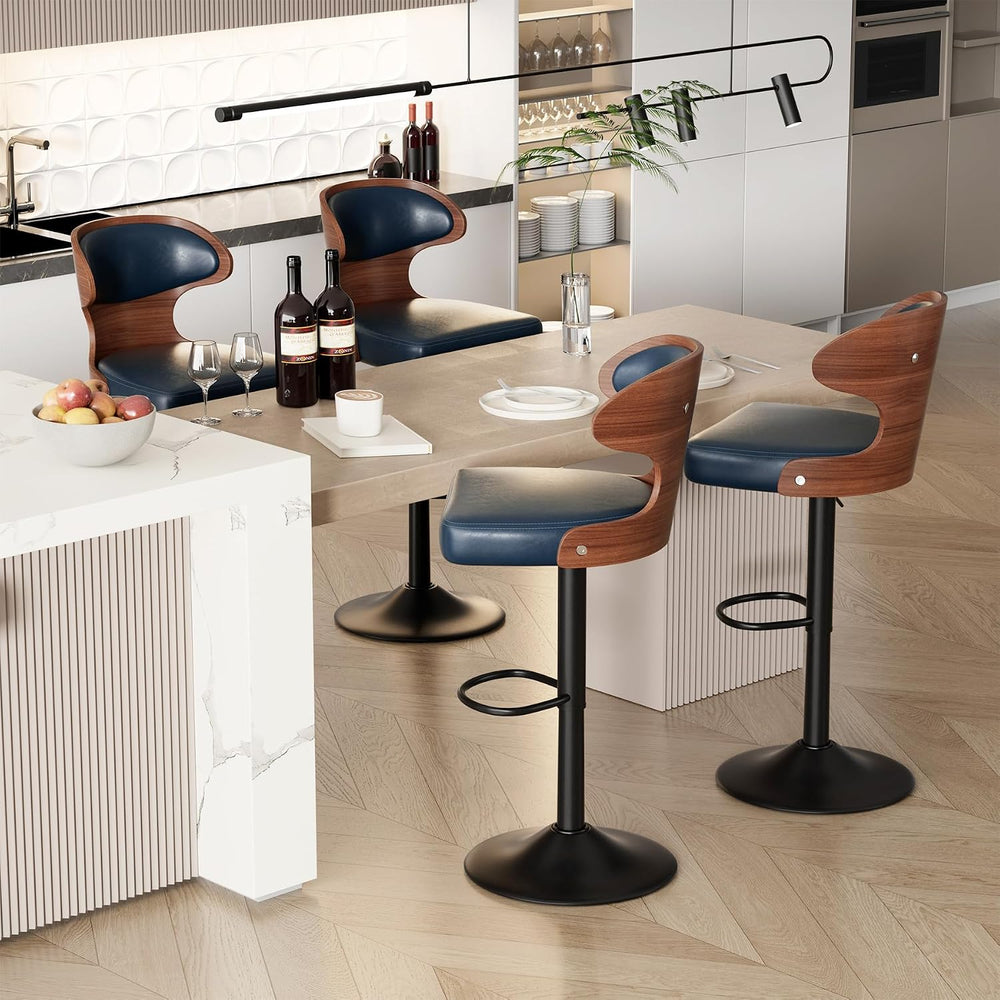 Swivel Bar Stools Set of 4,Adjustable Height Bentwood Barstools