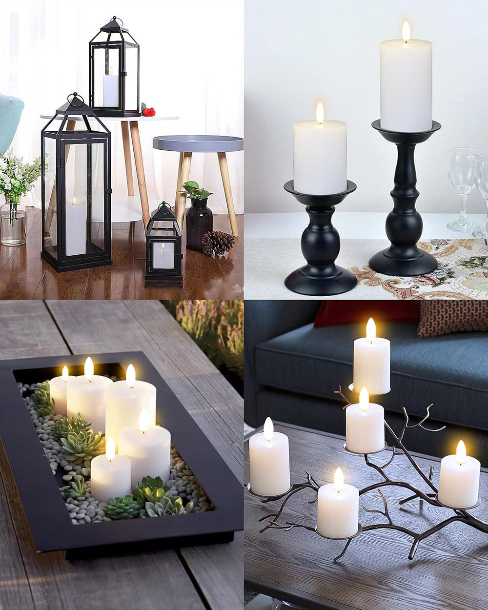 12 Pcs White Flameless Candles Flat Top LED Candles with Remote Timer, Pillar...